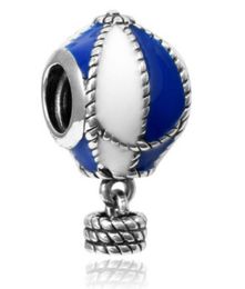 Fits Pandora Sterling Silver Blue & White Hot Air Balloon Dangle Beads Charms For Diy European Style Snake Charm Chain Fashion DIY Jewelry