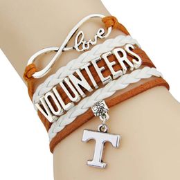 Wholesale-(12 Pieces/Lot) Infinity Love NCAA Tennessee Volunteers Sports Team Bracelet Orange White Custom Sports Bracelet Drop Shipping