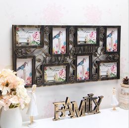 -Familie Liebe Wandbehang Foto Collage Frame 8 Bildanzeige Bronze Farbe Home Decor