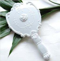 Big Size Vintage Rose Cosmetic Mirror Plastic Makeup Mirror Cute Girl Hand Make Up #MD391 DROP SHIPPING