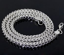 wholesale High Quality Jewellery Stainless Steel Fashion Silver square figaro Chain Necklace 6mm wide 24 inches for Men's Gifts Hip-Hop Bling