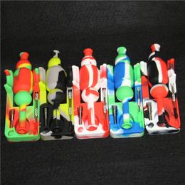 Colourful Silicone nectar bong with dabber tool 10 mm joint male titanium nail silicone water pipe oil rig