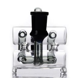 Black 14mm Ash holder Double Hookah Chamber Ashcatcher for Glass bongs Glass bubbler 90 Degree Ice Catcher 18mm joints