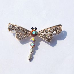 New Lovely Dragonfly Brooches Multicolor Rhinestone Fashion Brooches Pins for Coats Scarf Accessories 18K Gold Plated Jewellery Wholesale