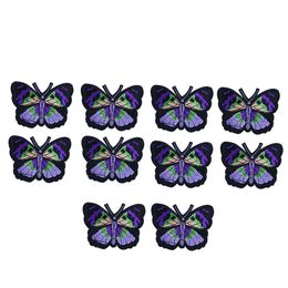 butterfly sewing appliques UK - 10PCS purple butterfly embroidery patches for clothing iron fashion patch for clothes applique sewing accessories on clothes iron-on patches