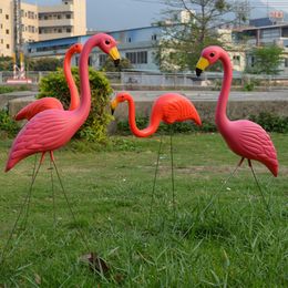 2pcs Lifelike Artificial Plastic Pink Flamingo Ornament Home Garden Lawn Decoration Gifts Party Balcony