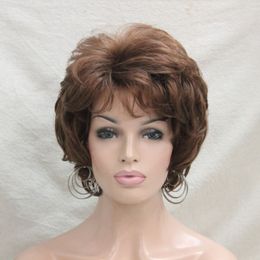 free shipping beautiful hot New Fashion HIVISION fashion Medium Auburn curly women's short wavy wig for every day