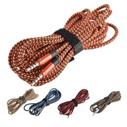 1.5M 3M AUX Extension Audio Cable Metal Fabric braided Male cables for Samsung Android phone MP3 Speaker Tablet PC