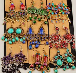 Mixed Multi styles Madam / girl vintage earrings crystal gemstone Tassels long earrings for women Sway about Hanging Earrings