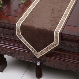 Lengthen Patchwork Lace Table Runner Luxury Velvet Fabric Fashion Simple Dining Table Cloth High End Protection Table Pads 230x33 cm