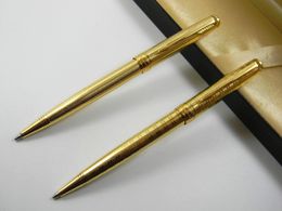 2pc Business Sonnet Series Golden Metal office Ballpoint Pen +1 Ballpoint Pen Refill