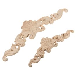 3 Size Vintage Wood Carved Corner Onlay Applique Frame Door Wall Decorate Furniture Decorative Figurines Wooden Miniatures Woodcarving Decal