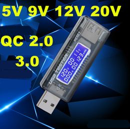 Freeshipping USB 5 V 9 V 12 V 20 V QC 2.0 3.0 OLED 3 in 1 Caricatore USB Medico Misuratore di corrente Misuratore di corrente mobile Batteria Tester Potenza Portatile