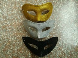 Unisex Sparkle Venetian Masquerade Mask Greek Roman Party Mask Mardi Gras Halloween Mask One Size Fit Most (Gold Silver Black)