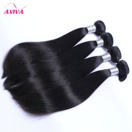 Mongolian Straight Virgin Hair Weave Bundles 3/4 Pcs Lot Unprocessed Mongolian Silky Straight Remy Human Hair Extensions Natural Black Colour