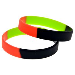 100PCS Plain Band Segmented Colour Black Green and Red Silicone Rubber Bracelet Trendy Decoration Promotion Gift