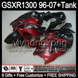 8gift gloss red For SUZUKI Hayabusa GSXR1300 96 97 98 99 00 01 13MY89 GSXR 1300 GSX-R1300 GSX R1300 02 03 04 05 06 07 TOP red black Fairing