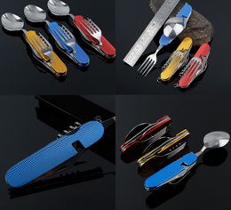 Multifunctional Foldable Tableware Removable Combination knife Outdoor kitchen tools foldable fork and spoon Swiss Army Fruit Knife M720