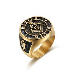 Unique design 316L stainless steel gold mason masonic master ring master mason signet rings Jewellery for men6359023