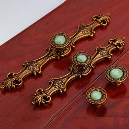 128mm 96mm european retro furniture handles bronze dreser kitchen cabinet door handles blue stone drawer knob top quality handle