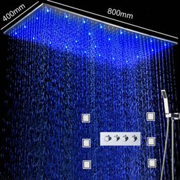 changing thermostat NZ - 400 x 800mm Ceiling Big Rain Shower Set Water Temperature Led Color Changing thermostatic Diverter Valve Body Jet Showers