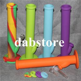 DHL Free Silicone Bongs Water Pipes 8 Colours Silicone Glass Bongs Oil Rig Water Pipes Glass Bongs Colourful Fast Shipping