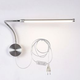 6W LED Wall Lamps With European Plug / American Plug Indoor Bedroom Bedside Lamp Study Reading Lighting AC90-260V