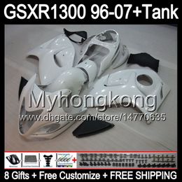 gloss white 8gift For SUZUKI Hayabusa GSXR1300 96 97 98 99 00 01 13MY183 GSXR 1300 GSX-R1300 GSX R1300 02 03 04 05 06 07 gloss white Fairing