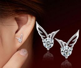 2017 Hot Sale Angel Wings Earring Women Party Stud 925 Sterling Silver Earring Casual Brand Crystal Retro High Quality Earrings