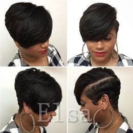 Short Cut None Lace Human Bob Wigs Best Human Brazilian Cheap Wig With Baby Hair Glueless Wigs With Bangs For Black Women