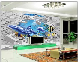 Photo Customise size Underwater World Dream 3D Stereo TV Background Wall Decorative Painting