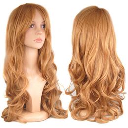 Blonde Ladies Long Wavy Curly Fancy Dress Hair Full Wigs