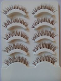 Brown False Eyelashes Coffee Color Handmade Transparent Stems Natural Crisscross Eye Lashes Makeup Fake Eyelashes 5 Pairs