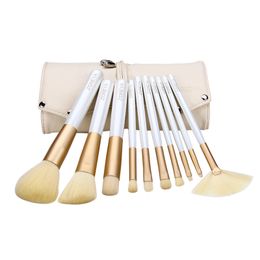 Zoreya 10 Pcs Fashion Make up Brushes Beige Professional Makeup Brush Set Essential Cosmetic Tool Kits