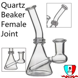 Quartz Beaker Smoking Accessories with Side Joint 14/19 Female 5" length Polished Joint Independent Packaging water pipe dab rigs