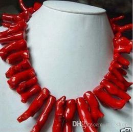 Beauteous jewelry red coral Branches necklace 18"