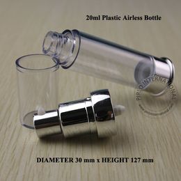 20ml Bright Silvery Emulsion Airless Vacuum Bottle Lotion Pump Spray Refillable Fragrance Bottle Cosmetic Container 10pcs/lot