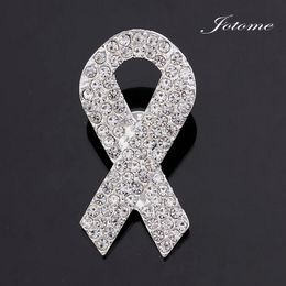 100pcs Black Ribbon Brooches Breast Cancer Awareness Rhinestone Brooch Pin Garment Pin