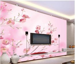 Hand painted plum background wall mural 3d wallpaper 3d wall papers for tv backdrop