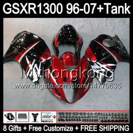 gloss red 8gift For SUZUKI Hayabusa GSXR1300 96 97 98 99 00 01 13MY168 GSXR 1300 GSX-R1300 GSX R1300 02 03 04 05 06 07 TOP red black Fairing