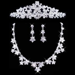 Funkelnde Halskette Ohrringe Set Braut Schmetterling Krone Kopfschmuck Tiaras Schmuck Accessoires Hochzeit S007