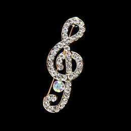 Quality Designer Musical Note Brooch Scarf Pins Shiny Crystal Rhinestone Brooches for Women Wedding Party Bride Bouquet Jewellery Gift