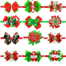 Baby Headbands Bow Girls Christmas Boutique Hair Accessories Kids Flower Elastic Headband Children Snowman Ribbon Bow Hairbands