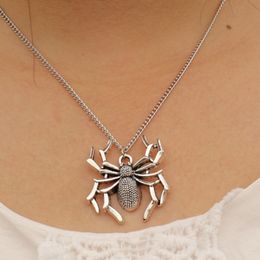 Wholesale-N946 Spider Steampunk Necklaces & Pendants Men Bijoux Antique Silver Plated Necklace Punk Fashion Jewelry Collares 2016 NEW