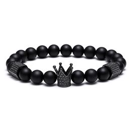 Black Skull Strands men Titanium Steel Bracelet 8mm Natural Onyx Stone Beads Charm Jewellery Fashion Gift Valentine's Day Holiday Christmas