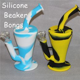 Portable Beaker Hookah Silicone Barrel Rigs for Smoking Dry Herb Unbreakable Water Percolator Bong Smoking Oil Concentrate Pipe