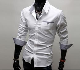 2022 men's fashion solid Colour shirt Autumn Spring male long-sleeved Casual Shirts turn down collar slim fit 3 Colour