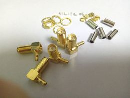 100pcs brass RP SMA female Jack male pin right angle Crimp for RG174 RG316 cable