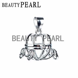 2 Pieces Pumpkin Carriages Pendant Pearl Cage 925 Sterling Silver Wishing Pearl Floating Lockets Pendant Halloween Gift