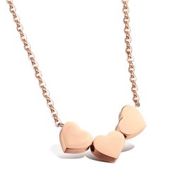 Fashion design Stainless steel Sweet Heart Charms Pendant Necklace Rose Gold Romantic Gifts for Mom Girlfriend
